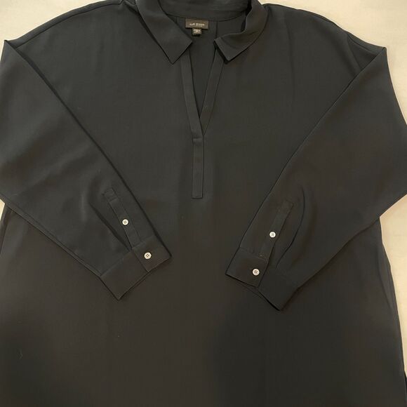 ~ J.Jill 2x Wearever Dress Black Vneck Tunic Above Knee Long Sleeve Pleated Slit - Picture 13 of 14